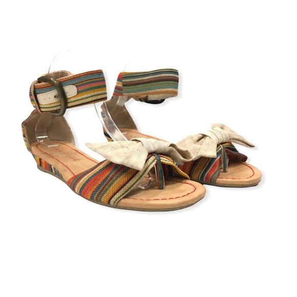 Rampage Low Wedge Sandal Size 9 Colorful Fabric Ankle Strap Darling - Picture 4 of 12
